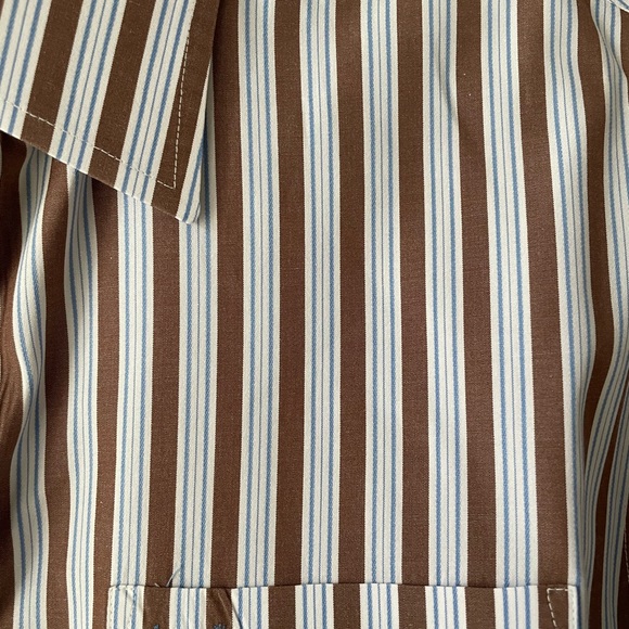 American Eagle Outfitters Men’s Brown Blue and White Striped Button Down - Picture 3 of 6